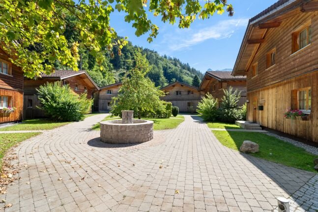 Chalet in Bartholomäberg, Montafon Valley, with courtyard and mountain backdrop